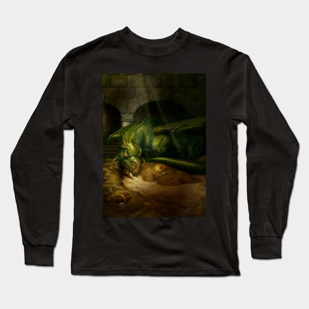 Dragon's Hoard Long Sleeve T-Shirt by AlanLathwell